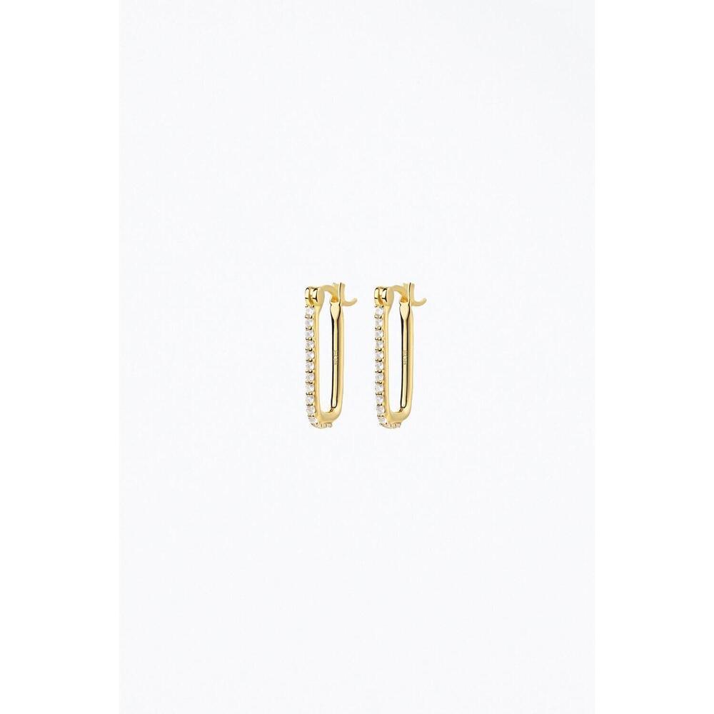 NEW F+H STUDIOS dylan gemstone link earrings in gold/clear